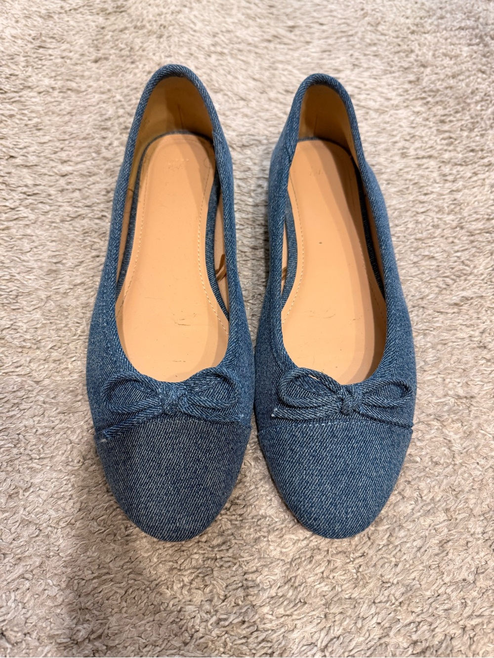 H&M Denim Bow Flats in Blue